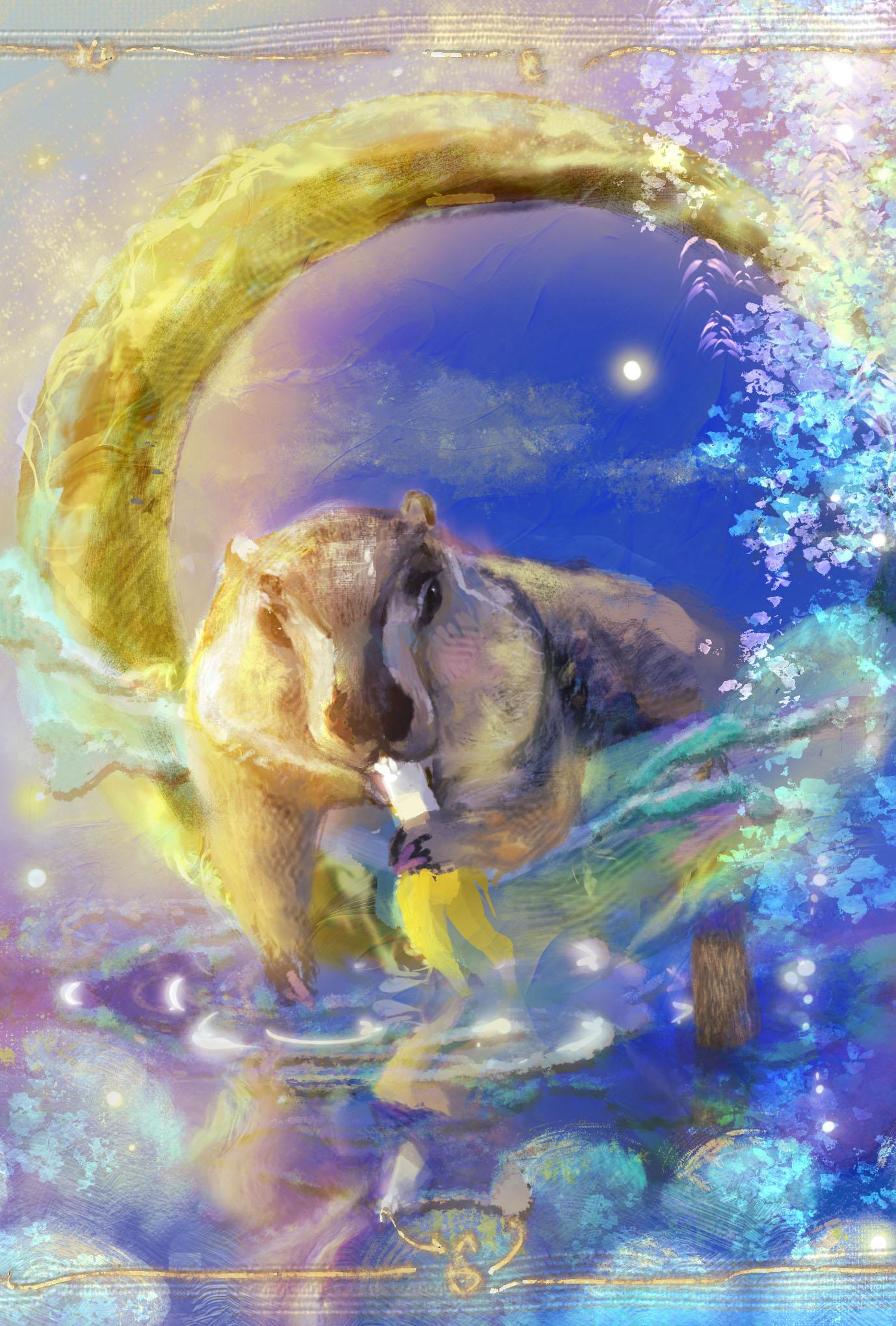 【ぽてぽてのうた】ポストカード『バナナムーン』