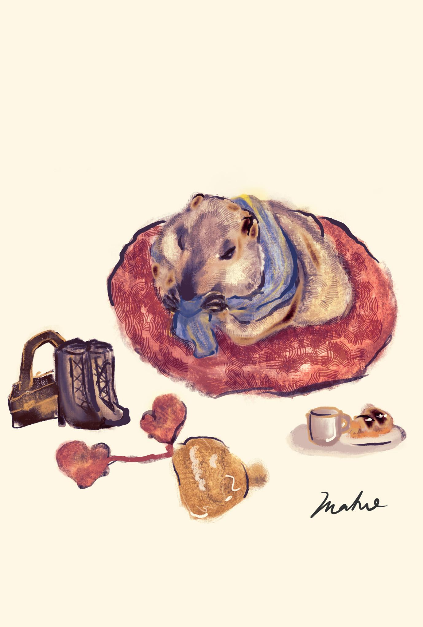 【ぽてぽてのうた】ポストカード『ぬくぬく』